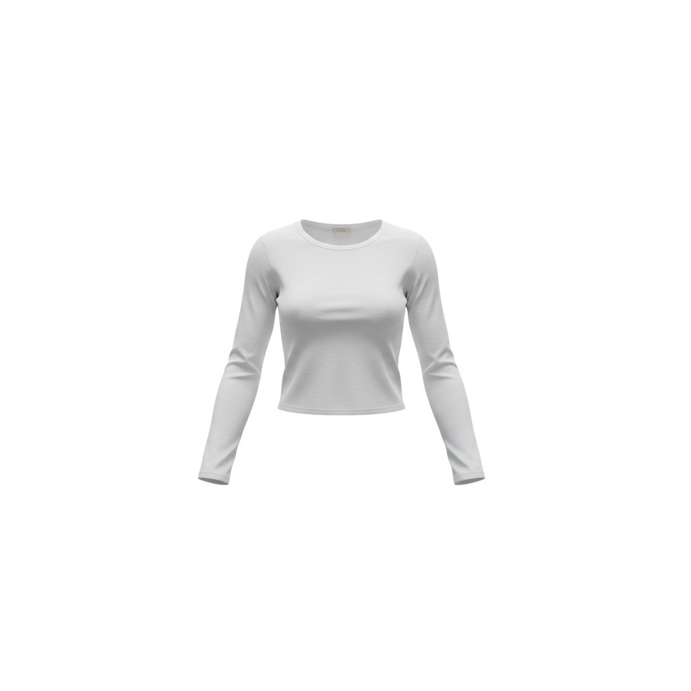 Bozzolo Crop Top Womens Large White Long Sleeve Crew Neck Cotton Blend RT32675L